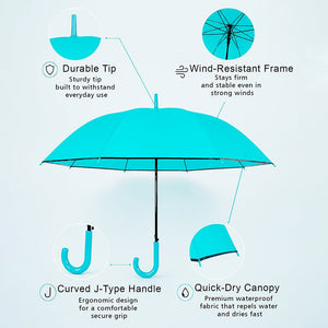Little Surprise Box Teal Solid Border Umbrella | The Mom Store - Monsoon Wear
