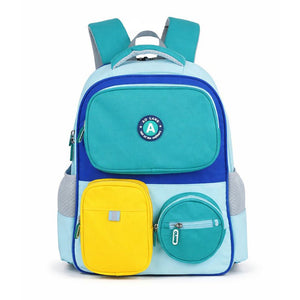 Little Surprise Box Teal & Yellow 3 different pocket style school backpack for older kids & Adults - Baby Bags