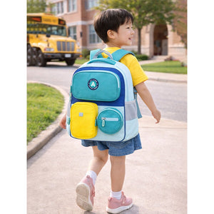 Little Surprise Box Teal & Yellow 3 different pocket style school backpack for older kids & Adults - Baby Bags