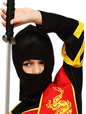 Little Surprise Box, The Black & Red Dragon Ninja, Kids Halloween Costume Fancy Dress Up - LSB - HWC - BLKREDNINJA - 7 - 9Y