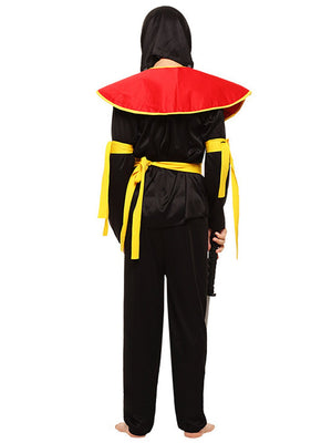 Little Surprise Box, The Black & Red Dragon Ninja, Kids Halloween Costume Fancy Dress Up - LSB - HWC - BLKREDNINJA - 7 - 9Y