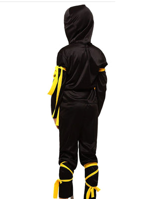 Little Surprise Box, The Black & Yellow Dragon Ninja, Kids Halloween Costume Fancy Dress Up - LSB - HWC - BLKYELWNINJA - 7 - 9Y