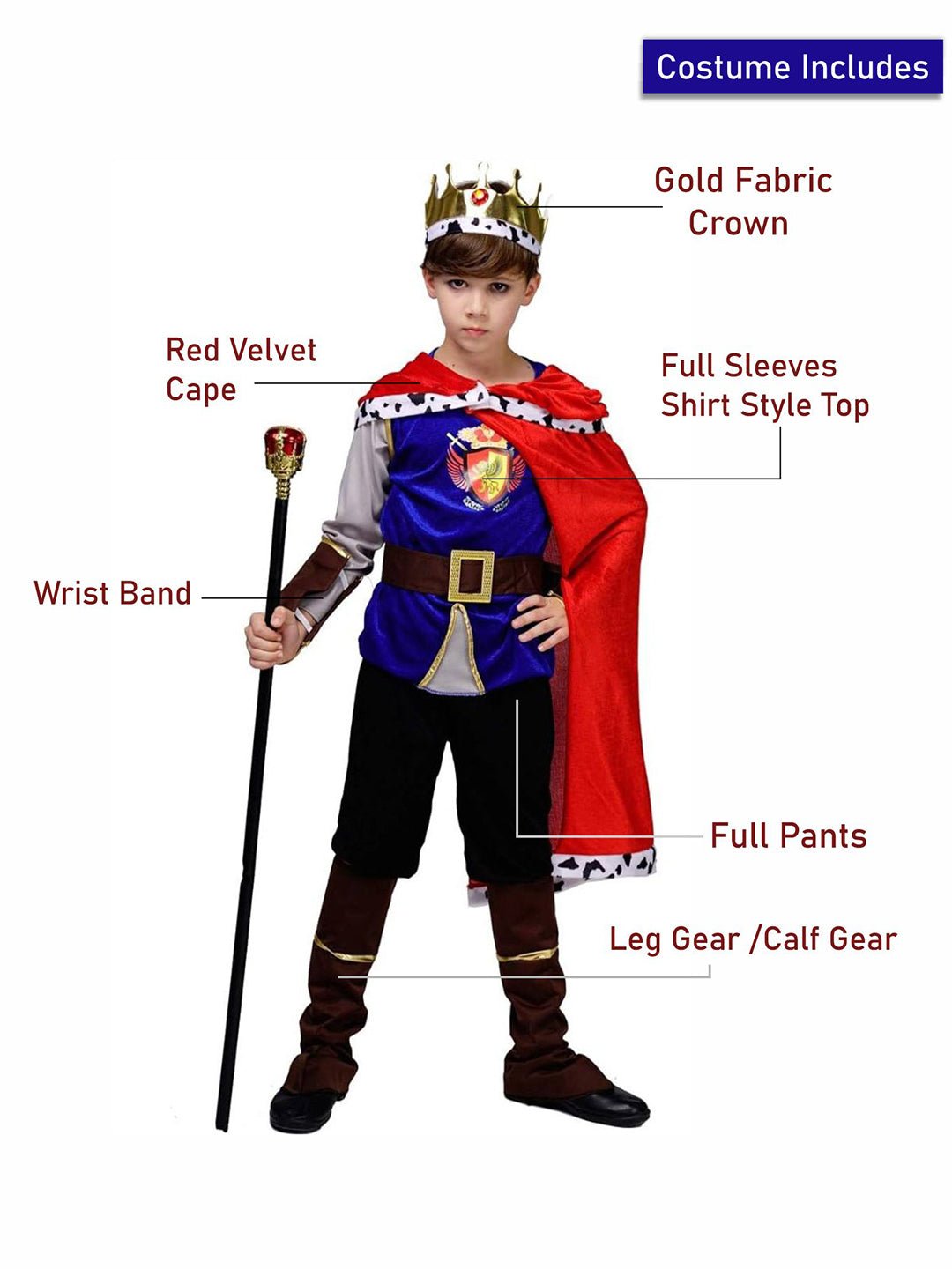 Little Surprise Box, The Majestic King, Kids Halloween Costume Fancy Dress Up - LSB - HWC - MAJESTICKING - 7 - 9Y