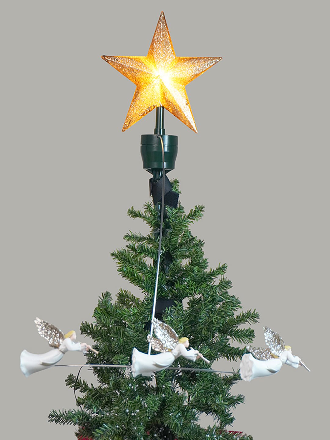 Little Surprise Box Three Angels rotating Christmas Tree animated Topper - Christmas Decor