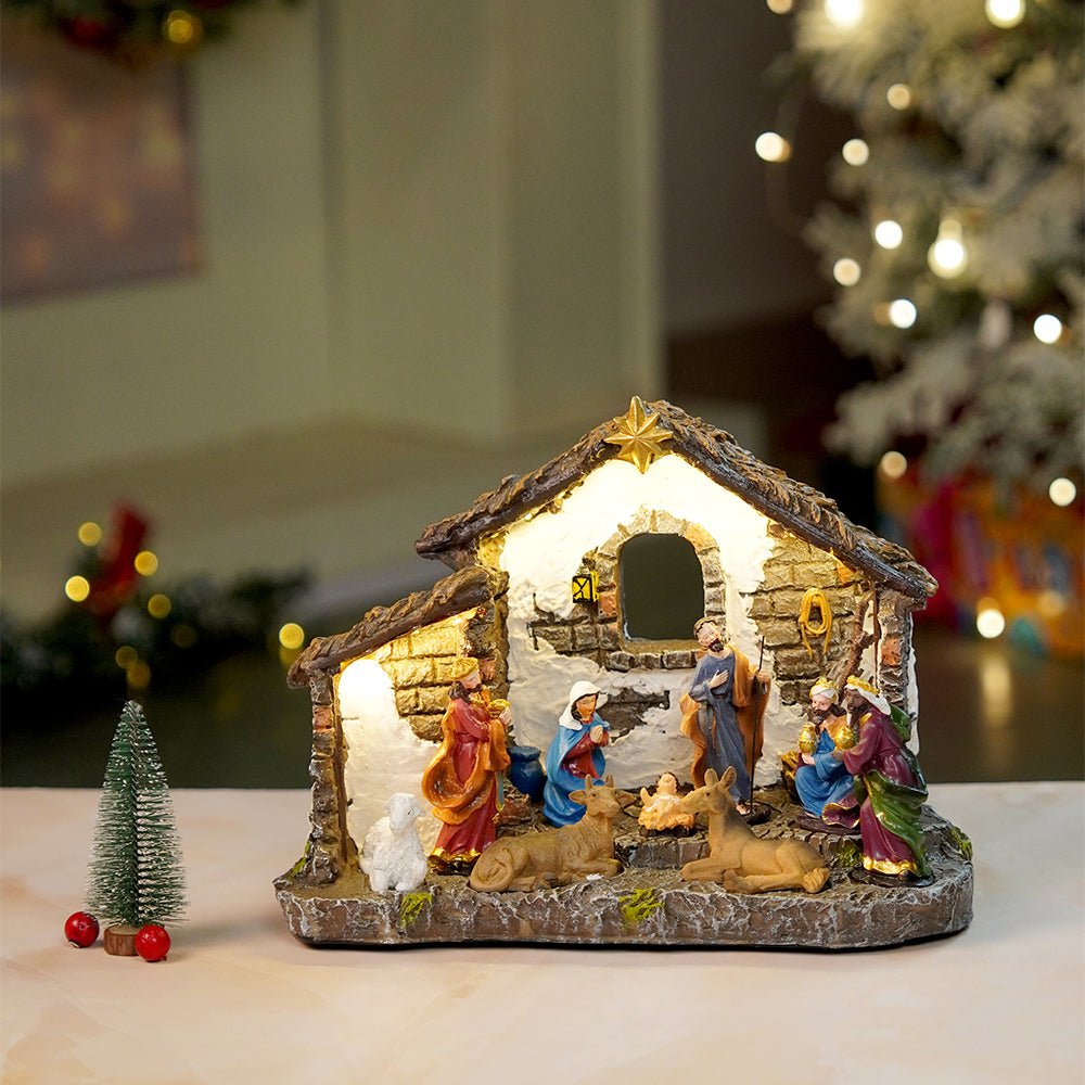 Little Surprise Box Three wise Men with Holy Family christmas crib nativity set christmas décor - Christmas Decor