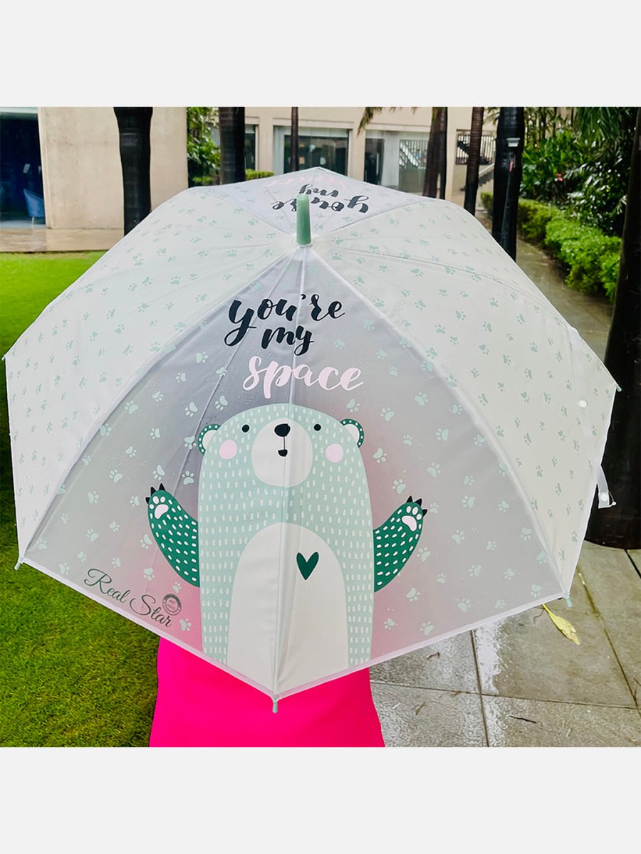 Little Surprise Box Translucent Kelly-Jo all over teddy paws Rain and All-season Umbrella for Kids & Adults. - LSB-UM-kellyjogreen