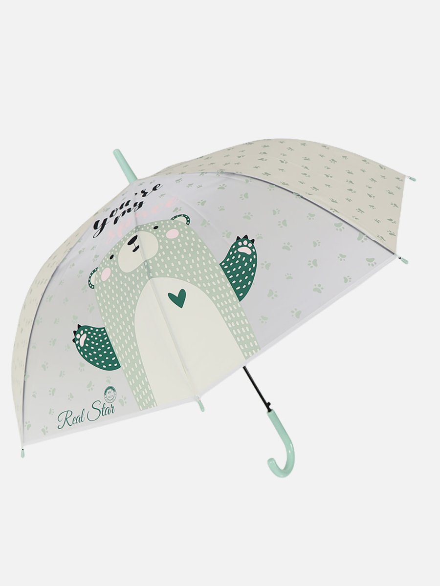 Little Surprise Box Translucent Kelly-Jo all over teddy paws Rain and All-season Umbrella for Kids & Adults. - LSB-UM-kellyjogreen
