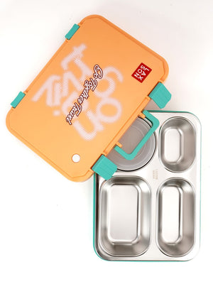 Little Surprise Box Travel theme Stainless Steel Tiffin/Lunch Box for Kids and Adults - LSB - LB - ORNGTRAVEL