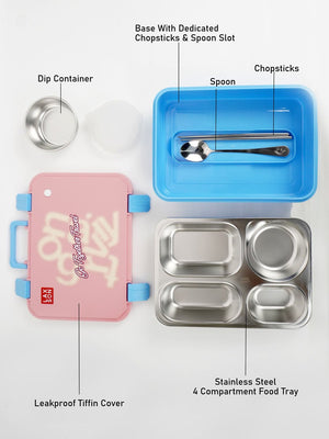 Little Surprise Box Travel theme Stainless Steel Tiffin/Lunch Box for Kids and Adults - LSB - LB - PNKTRAVEL