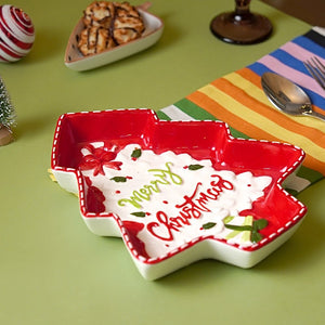 Little Surprise Box Tree Shape Christmas ceramic serving tray - Christmas Cutlery