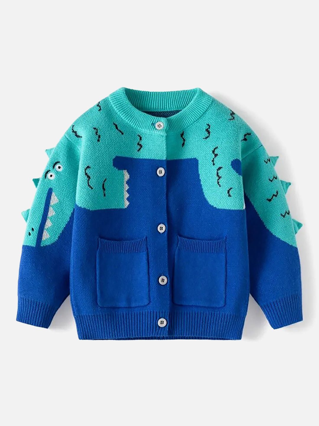 Little Surprise Box Turquoise Blue Dinosaur Cardigan/Warmer/Sweater for Toddlers & Kids - LSB - CARDI - Turqdino - 1 - 2Y