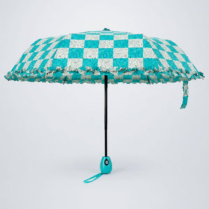 Little Surprise Box Turquoise Frills Checks Umbrella | The Mom Store - Monsoon Wear