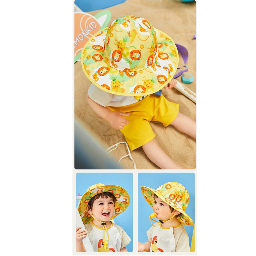 Little Surprise Box Uni Wide Coverage Sun Hat for Kids& Toddlers with Adjustable Strap - LSB - CAP - YELWWIDECOVER