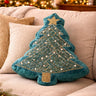 Little Surprise Box, Velvet Beaded Christmas Tree shaped Christmas Pillow Home Décor - Throw Pillow
