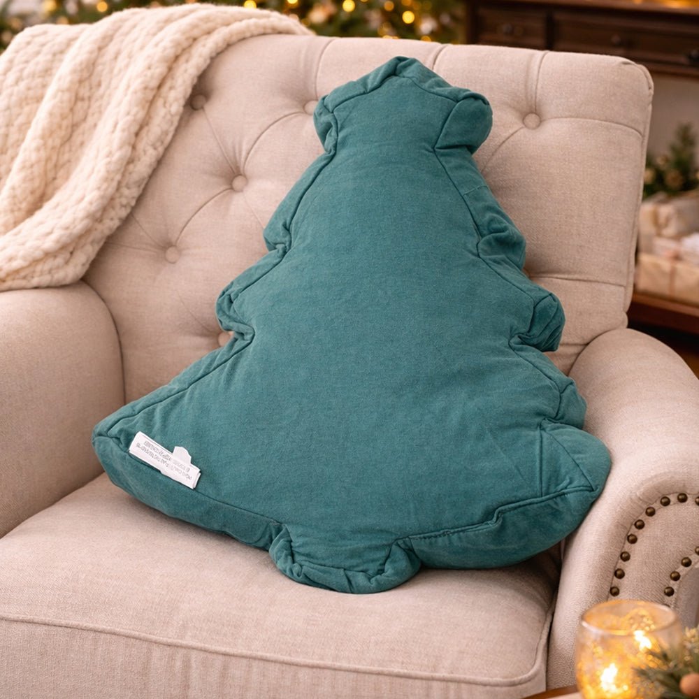 Little Surprise Box, Velvet Beaded Christmas Tree shaped Christmas Pillow Home Décor - Throw Pillow