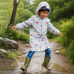 Little Surprise Box Vintage Car Print Raincoat | The Mom Store - S Kids Raincoat