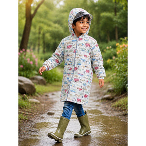 Little Surprise Box Vintage Car Print Raincoat | The Mom Store - S Kids Raincoat