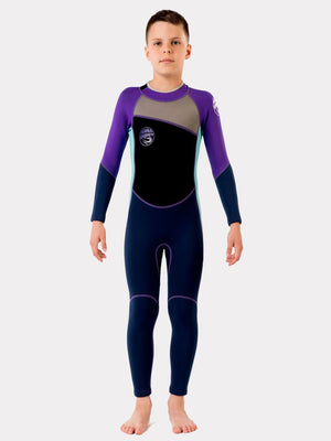 Little Surprise Box, Violet Teal &Black Full Length Scuba 2.5mm Neoprene Swimwear for Kids - Kids Swimwear