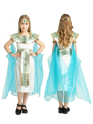 Little Surprise Box, White & Blue Egyptian Girl , Kids Halloween Costume Dress Up for girls - LSB - HWC - BLUEGYPTGIRL - 7 - 8Y
