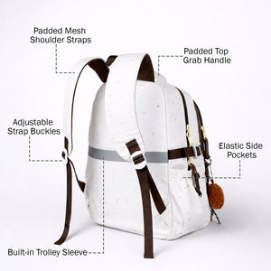 Little Surprise Box White Dots Doggy Print Kids Backpack with Plush Keychain - School Bag
