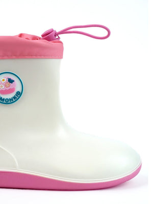 Little Surprise Box, White & Pink Band Rubber Rain Gumboots for kids - LSB - GB - S7 - WHTE - BAND - 28EU