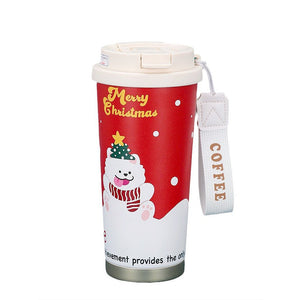 Little Surprise Box White Puppy, Christmas themed, Xmas stainless steel Coffee/Water Tumbler Bottle, 500ml with free cleaning brush - Xmas Bottles