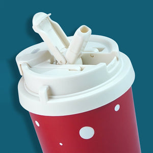 Little Surprise Box White Puppy, Christmas themed, Xmas stainless steel Coffee/Water Tumbler Bottle, 500ml with free cleaning brush - Xmas Bottles