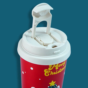 Little Surprise Box White Puppy, Christmas themed, Xmas stainless steel Coffee/Water Tumbler Bottle, 500ml with free cleaning brush - Xmas Bottles
