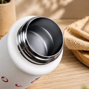 Little Surprise Box White Red Apple Dual Lid Water Bottle | The Mom Store - White Water Bottle