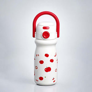 Little Surprise Box White Red Apple Dual Lid Water Bottle | The Mom Store - White Water Bottle