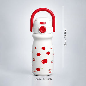 Little Surprise Box White Red Apple Dual Lid Water Bottle | The Mom Store - White Water Bottle
