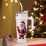 Little Surprise Box White Santa vacum insulated stainless steel Tumbler with lid and stainless steel straw - Christmas Cutlery