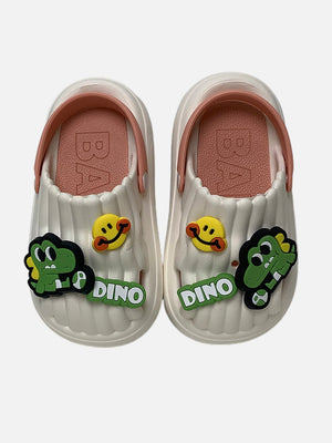 Little Surprise Box White Smilie Dino Slip on Clogs Footwear for Toddlers & Kids - Kids Shoes & Socks