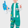 Little Surprise Box, White & Teal Frog Full Jumpsuit Style Raincoat for Toddlers and Kids - LSB - JS - WHTETEALFROG - M