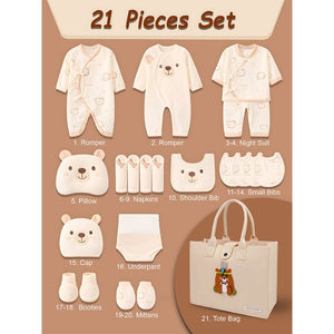 Little Surprise Box Woodland Bear 21pcs Baby Totebag Gift Set (0–12 Months) - Baby Gifting
