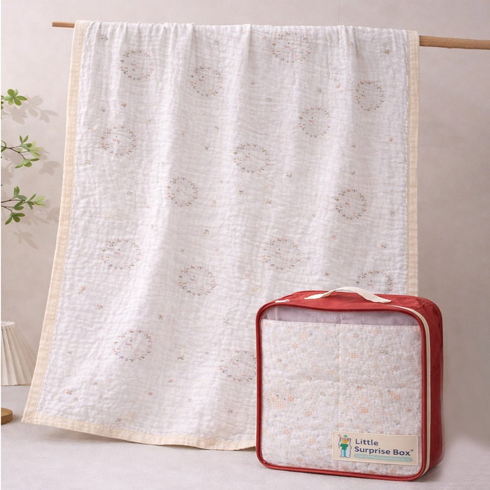 Little Surprise Box Woolland Theme Quilted Cotton Winter Wrapper with Hood - Baby Blanket