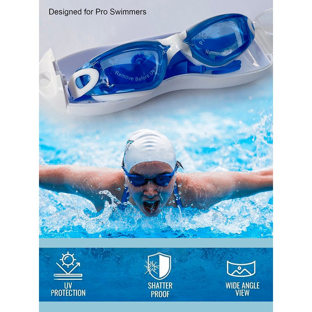 Little Surprise Box X Factor V protected Unisex Swimming Goggles with attached Ear Plugs for Teens - LSB-SG-XDARKBLU