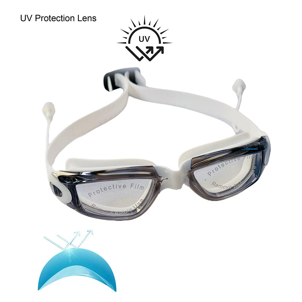 Little Surprise Box X Factor V protected Unisex Swimming Goggles with attached Ear Plugs for Teens - LSB-SG-XWHTGREY