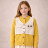 Little Surprise Box Yellow & Cream Attached Jacket Style Cardigan, Winter Cardigan Sweater for Kids - 1 - 2 Years Kids Sweater