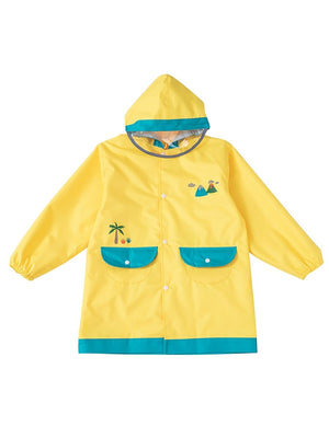 Little Surprise Box Yellow Dino Volcano Kids Raincoat with Backpack Carrying Space - LSB-S4-RC-DINOBIG-LARGE