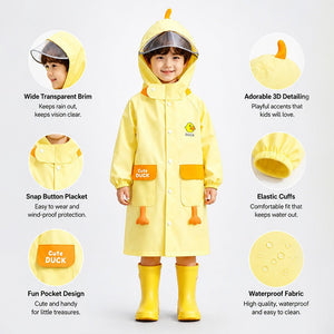 Little Surprise Box Yellow Duck 3D Raincoat - Size 1 Kids Rainwear