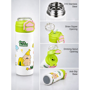 Little Surprise Box Yellow Lid Snack Time Buddy Water Bottle - Green Water Bottle