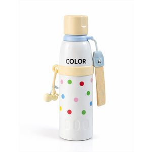 Little Surprise Box Yellow Polka Dots & Stripes Kids Water Bottle (520ml) - Water Bottle- front view