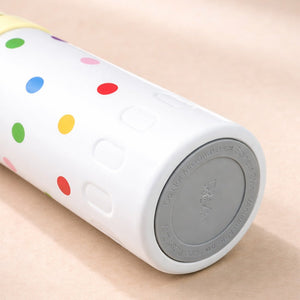 Little Surprise Box Yellow Polka Dots & Stripes Kids Water Bottle (520ml) - Water Bottle- base view- silicon padded