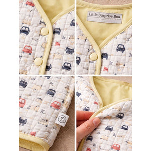 Little Surprise Box Yellow Sleeveless Reversible Winter Jacket for Kids - 2 - 3 Years Kids Sweater