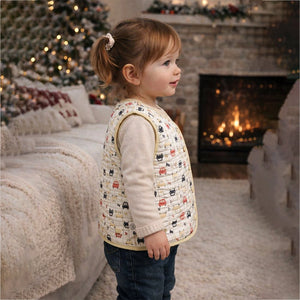 Little Surprise Box Yellow Sleeveless Reversible Winter Jacket for Kids - 2 - 3 Years Kids Sweater
