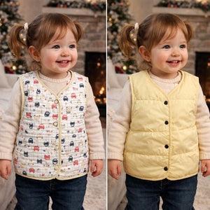 Little Surprise Box Yellow Sleeveless Reversible Winter Jacket for Kids - 2 - 3 Years Kids Sweater