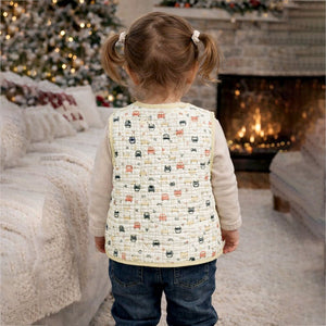 Little Surprise Box Yellow Sleeveless Reversible Winter Jacket for Kids - 2 - 3 Years Kids Sweater