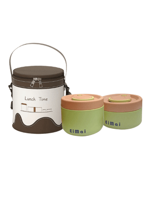 Little Surprise Box,2 pcs Brown Green Steel Tiffin Set Lunch Box with Cover for Kids - Baby Food & Storage