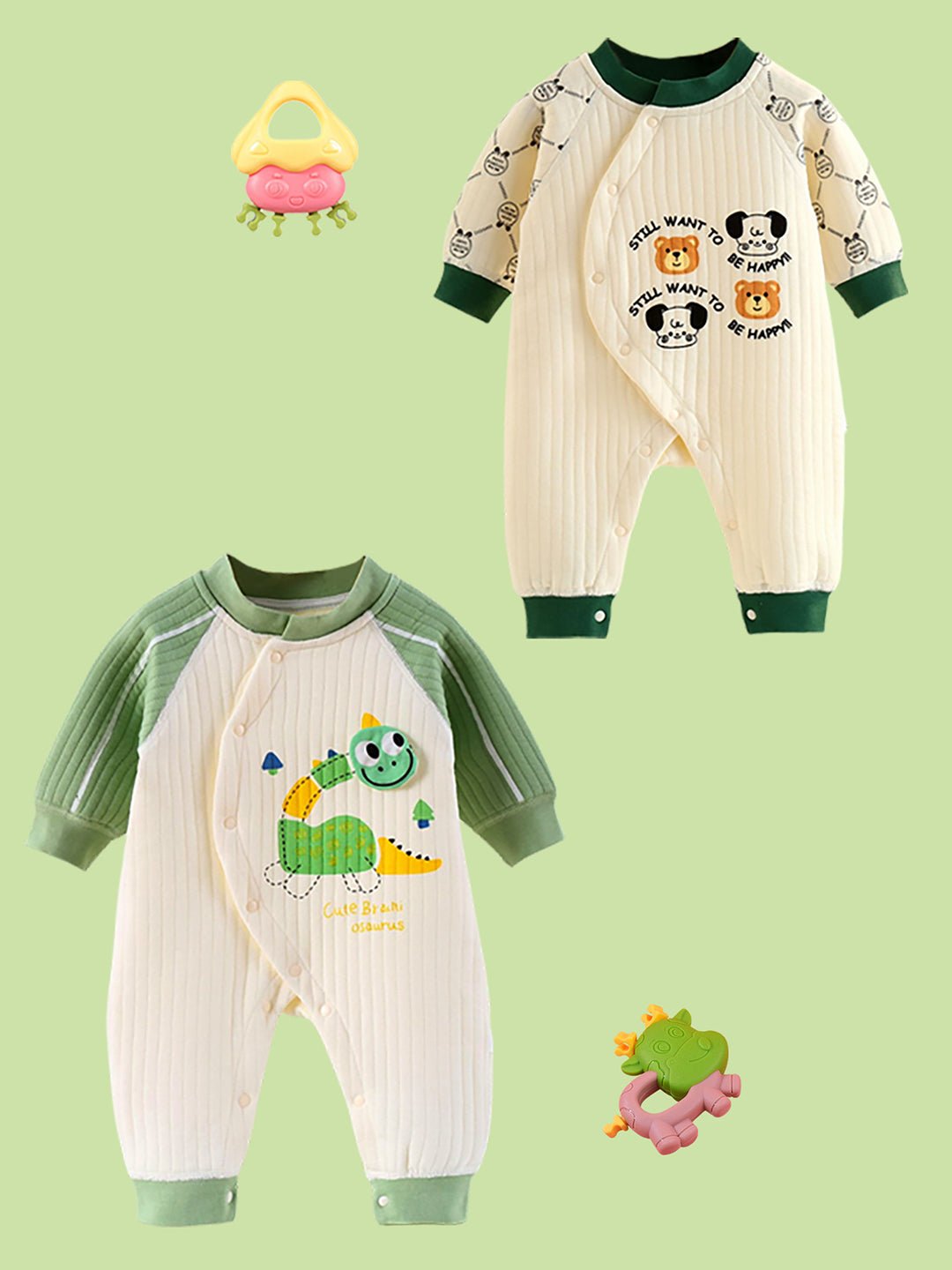 Little Surprise Box,20 pcs Green Tall Giraffe Birthday Gift Hamper set for Baby with travelling Suitcase, Winterwear - LSB - FSTBDAY - 20 - GRNGIRAFFE - SC
